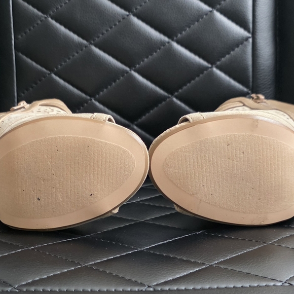 JustFab Taupe Cut-Out Heeled Boots - Picture 5 of 6